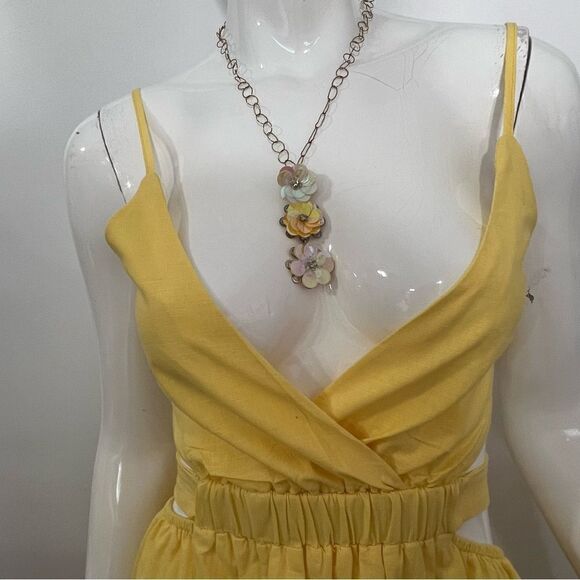 NWT All About May  Bon Voyage‎ Yellow Cut-Out Sides Tie Back Sundress -- 6 - Picture 8 of 16
